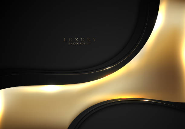 istock Abstract gold wave shape with golden curved lines on black background luxury style 1368918856