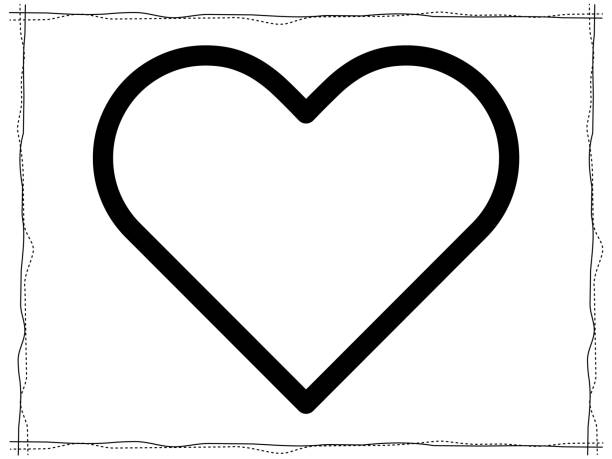 Simple black-and-white line drawing illustration of a heart Simple black-and-white line drawing illustration of a heart black and white heart stock illustrations