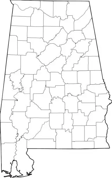 Vector illustration of Alabama - outline map with counties