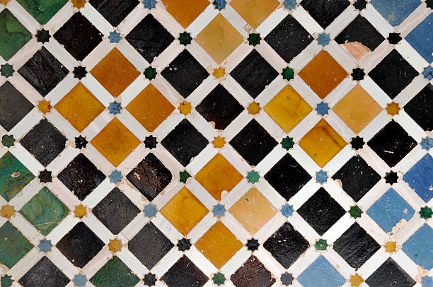 타일 벽면 in nasrid 궁전, alhambra, 칼라바존, 안달루시아, 스페인 - moor 뉴스 사진 이미지