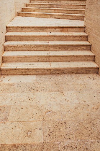 Stone steps - concrete paving slabs - footpath