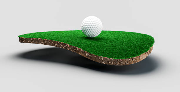 Golfball sitting at the cup during the autumn season.