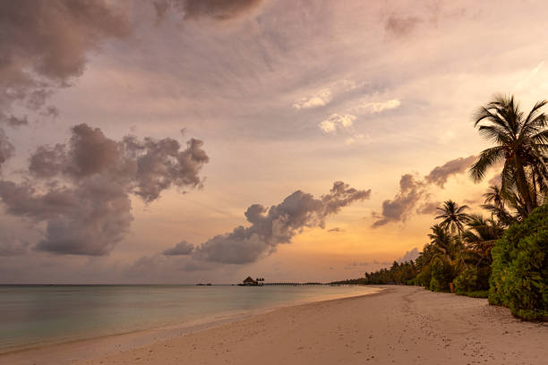istock Beautiful sunrise on the tropical island, Maldives 1368927954