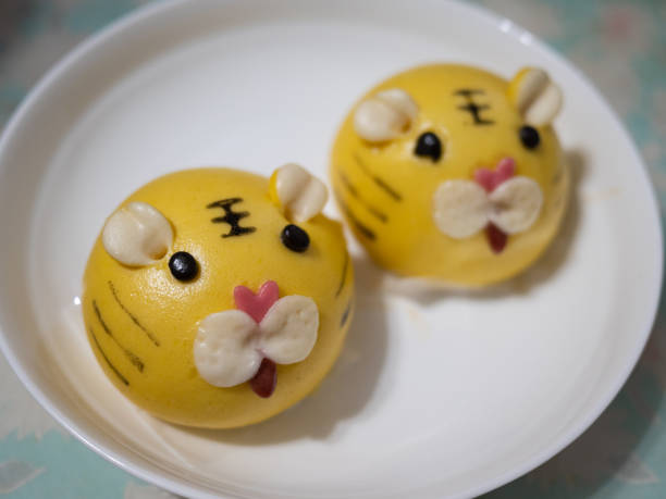 istock Chinese Snacks: Year of the Tiger Pattern Mantou 1368928346