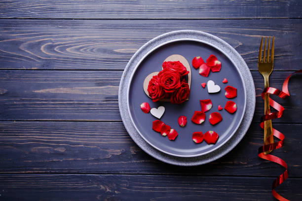 istock Valentine's Day Serving on wooden background with place for text 1368929715