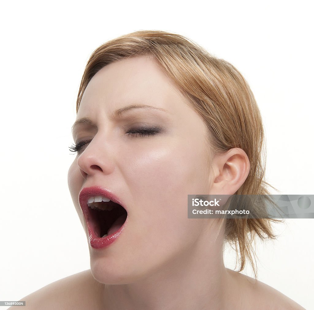 Ecstacy young woman open mouth Orgasm Stock Photo