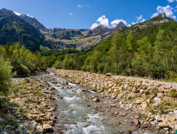 Pineta Valley Cinca river in Pyrenees National Park of Ordesa and Monte Perdido Cinca river in Huesca Aragon of Spain