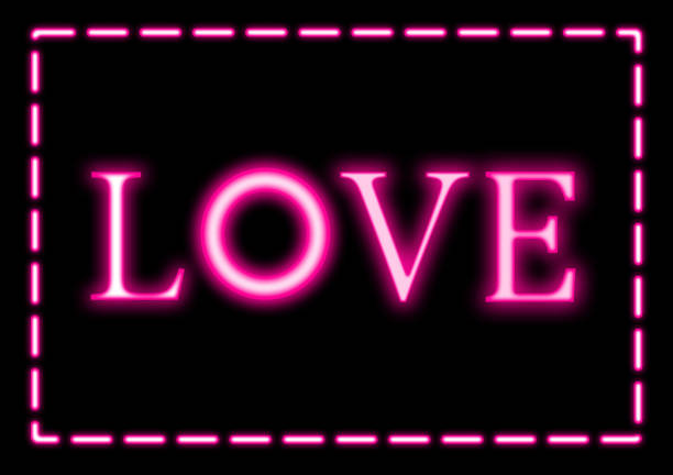graphics style neon light glow text LOVE with black background concept valentines day wallpaper illustration