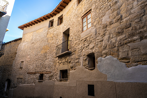 Graus village picturesque streets in Huesca de Aragon of Spain in the Ribagorza region