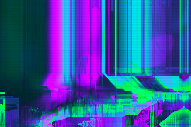 ilustrações de stock, clip art, desenhos animados e ícones de motion glitch interlaced multicolored distorted textured futuristic background - bar code illustrations
