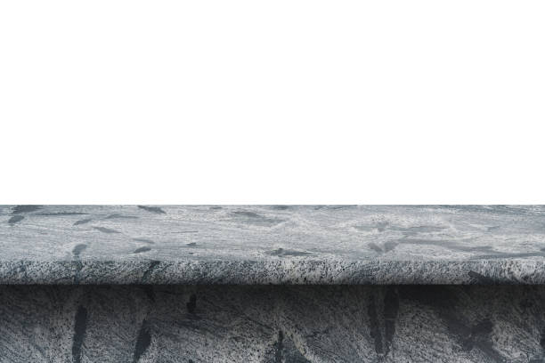 istock perspective of dark sedimentary stone tabletop  for interior and display show products. studio room isolated on white background 1368937371