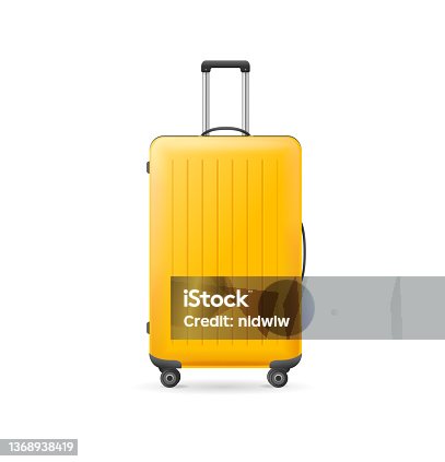istock Realistic Detailed 3d Yellow Travel Suitcase. Vector 1368938419
