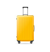 istock Realistic Detailed 3d Yellow Travel Suitcase. Vector 1368938419