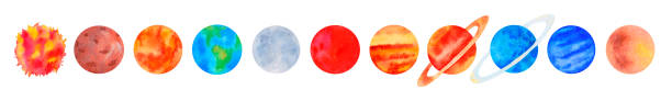 istock Our solar system, set of planets isolated, watercolor on white background 1368939628