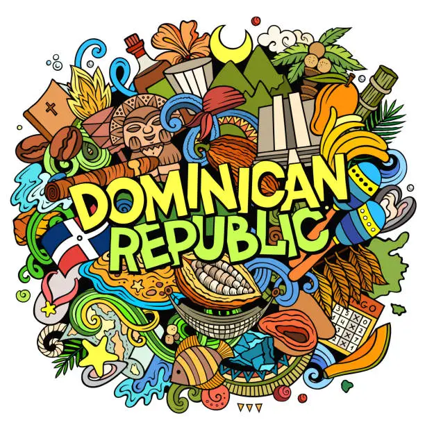 Vector illustration of Dominican Republic hand drawn cartoon doodle illustration. Funny local design.