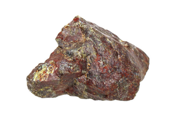 Red blood stone serpentinite on white background stock photo