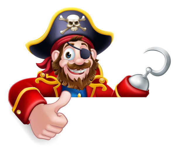 istock Pirate Captain Cartoon Thumbs Up Sign Background 1368941569