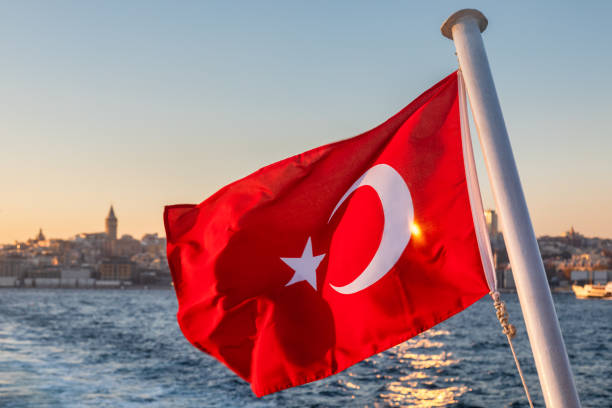 istock Waving Turkish flag against Istanbul Turkey 1368946894