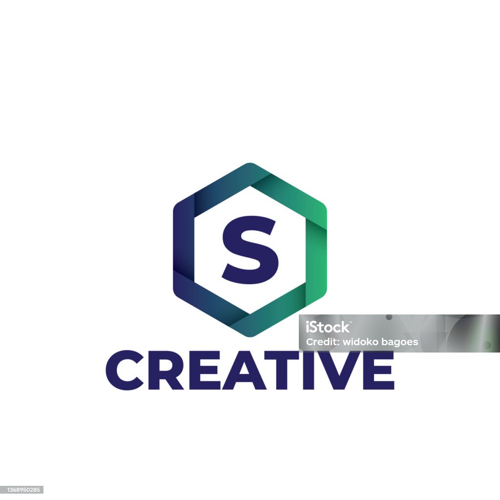 Template Desain Simbol Huruf S Simbol Heksagonal Dengan Warna Gradien