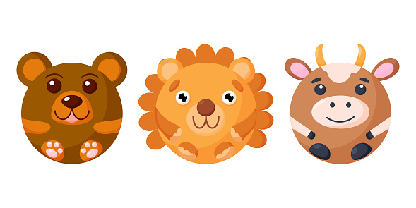 Free download of kawaii lion animal head icon cute cartoon baby style  avatar card flat vector graphics and illustrations