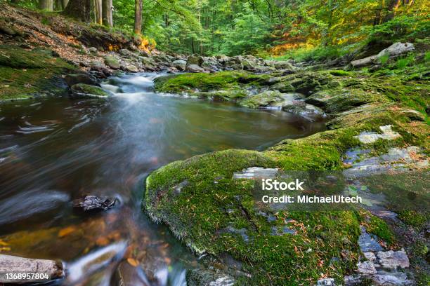 Green Mountain Stream Long Exposure Stock Photo - Download Image Now - Covering, Moss, Rock - Object
