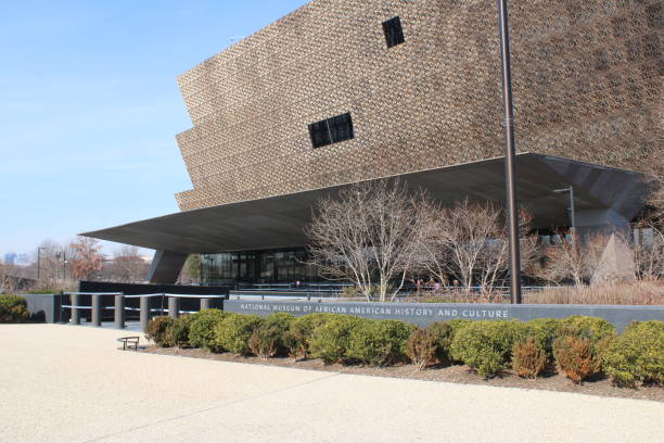 Washington, DC, USA-February 1, 2022: Entrance of the National Museum of African-American History and Culture, a Smithsonian museum, on the National Mall