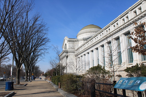 Washington, DC, USA-February 1, 2022: Entrance of the National Museum of Natural History, a Smithsonian museum, located on the National Mall