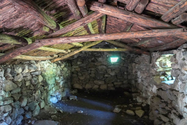 istock Interior of a stone and wooden barn 1368963277