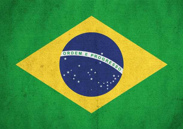 Brazil flag painted on old grunge paper