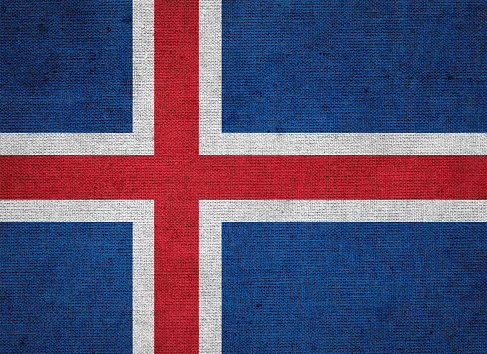 Iceland flag painted on old grunge paper