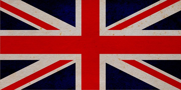 UK flag painted on old grunge paper