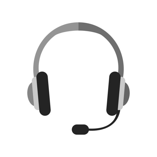 1402.i003.019.S.m004.c11.flat office icons Call center headset flat icon vector illustration headset stock illustrations