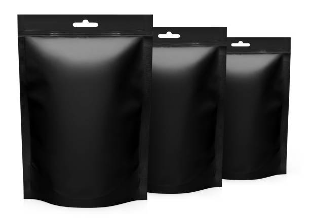istock Group of black doypacks on white 1368967349