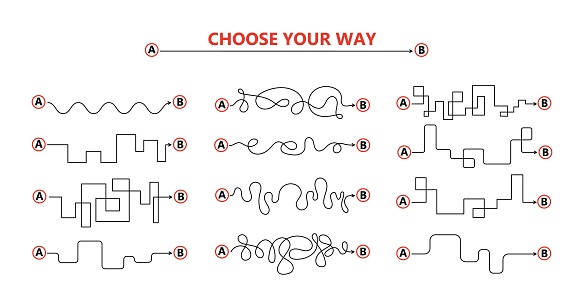 Broad Easy Path Set Of Difficult And Easy Simple Way Process From Start To End Vector ...