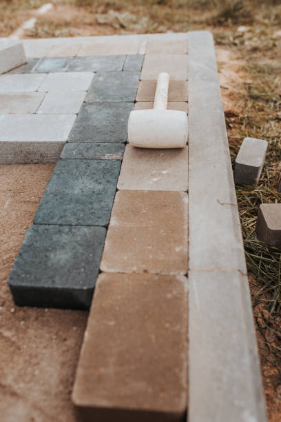 istock Stone tiles paving stones on the ground - road surface 1368972891