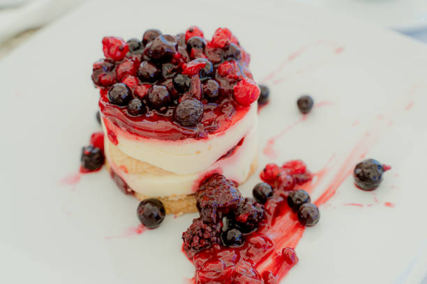 istock Dessert. Piece of cake with fruit. Close-up. 1368975397