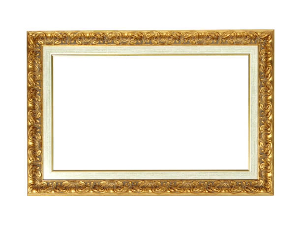 istock Wooden golden frame for paintings. Isolated on white 1368978964