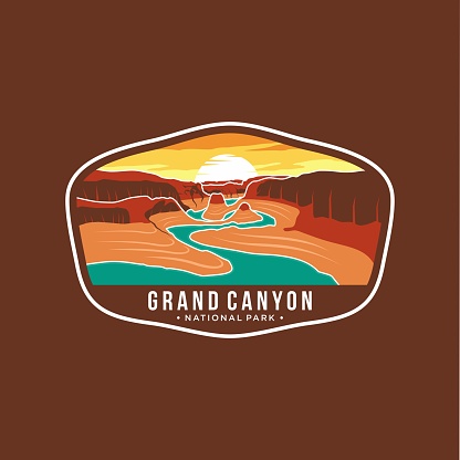 Grand Canyon National Park patch icon illustration on dark background