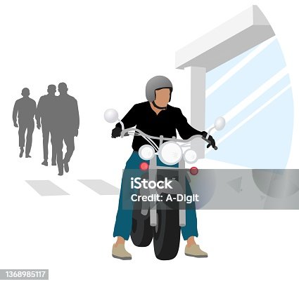 istock Motorcyclist On The Street With Business 1368985117