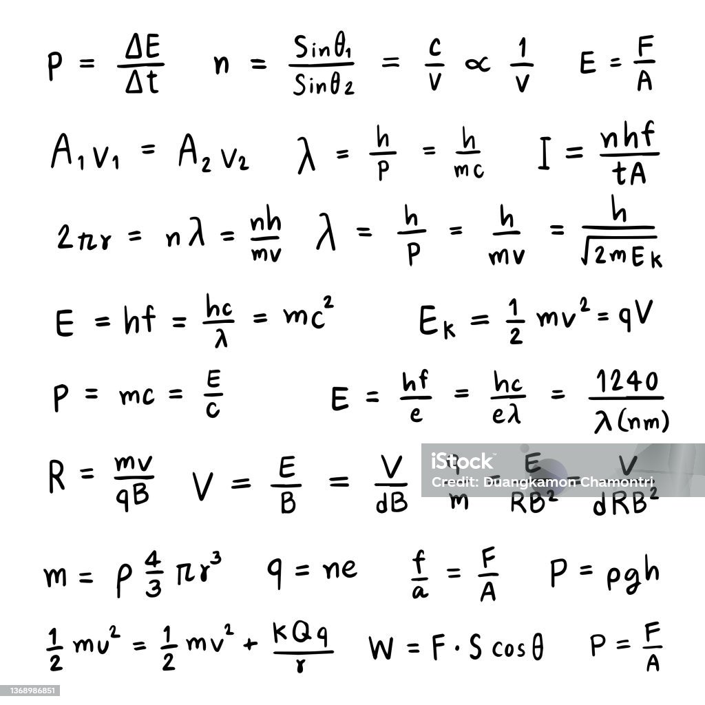 Physics Formula Stock Illustration - Download Image Now - Handwriting ...