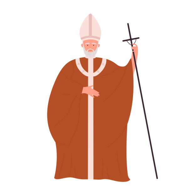 Roman catholic church bishop religious priest Roman catholic church bishop religious priest. Mediatory sacred agent between humanity and god flat vector illustration prelate stock illustrations