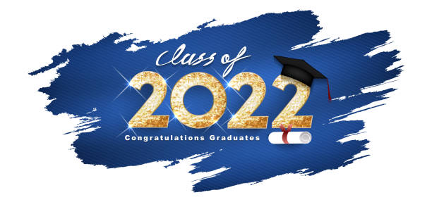 class of 2022 vector text for graduation gold design, congratulation event, t-shirt, party, high school or college graduate. lettering for greeting, invitation card - graduation 幅插畫檔、美工圖案、卡通及圖標