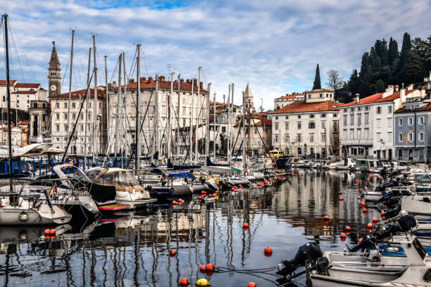 istock Majestic Architecture Around Busy Piran Harbor, Slovenia 1368997428
