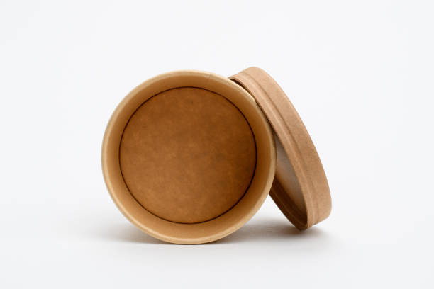 istock A round container with a lid for soup or ice cream lies on a white background. Eco-friendly food delivery container. 1369005465