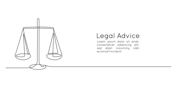 One continuous line drawing of law balance and scale of justice. Symbol and logo of equality and logo concept court in simple linear style. Editable stroke. Doodle vector illustration One continuous line drawing of law balance and scale of justice. Symbol and logo of equality and logo concept court in simple linear style. Editable stroke. Doodle vector illustration. legal ethics stock illustrations
