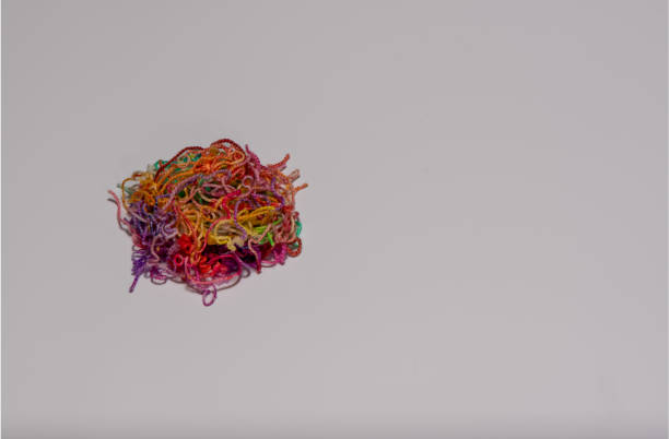 Colorful collection of scrap wool for knitting and weaving. High quality photo