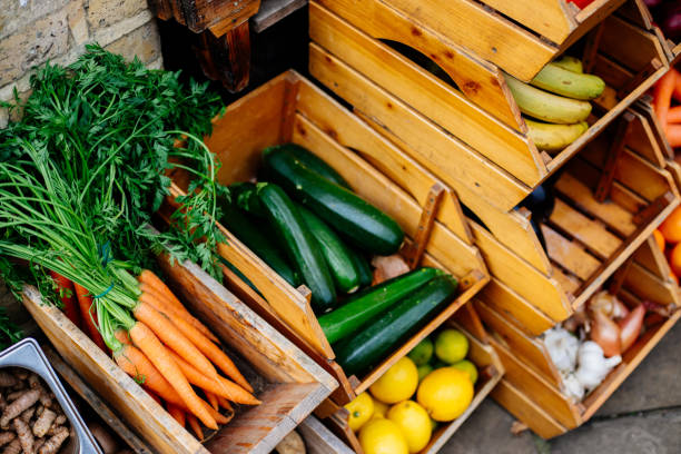 istock Fresh vegetables market stand 1369011918