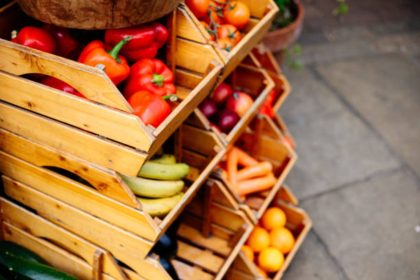 istock Fresh vegetables market stand 1369011990