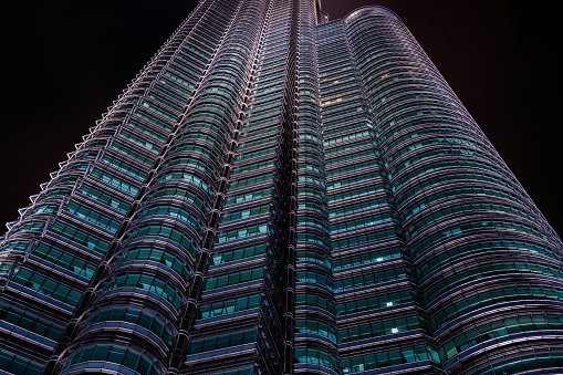 Abstract skyscraper background, The Petronas Towers, Kuala Lumpur.