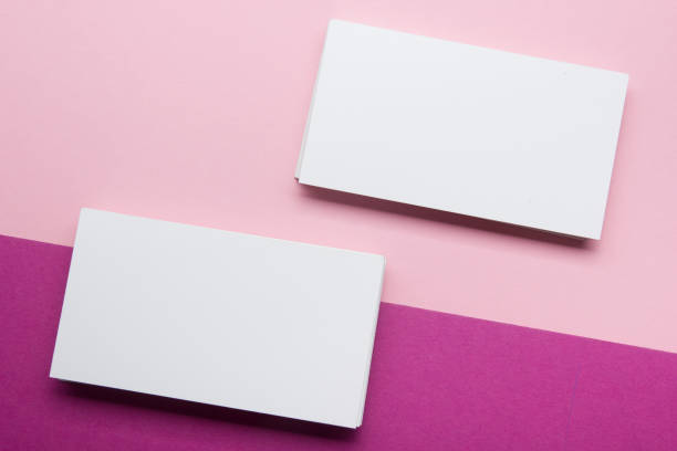 istock Business cards blank. Mockup on color background. Flat Lay. copy space for text 1369016936